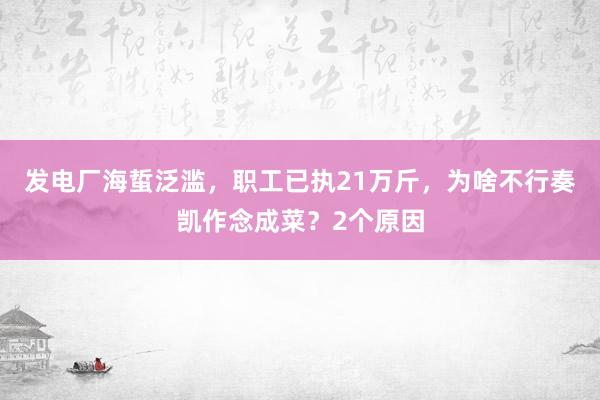 发电厂海蜇泛滥，职工已执21万斤，为啥不行奏凯作念成菜？2个原因